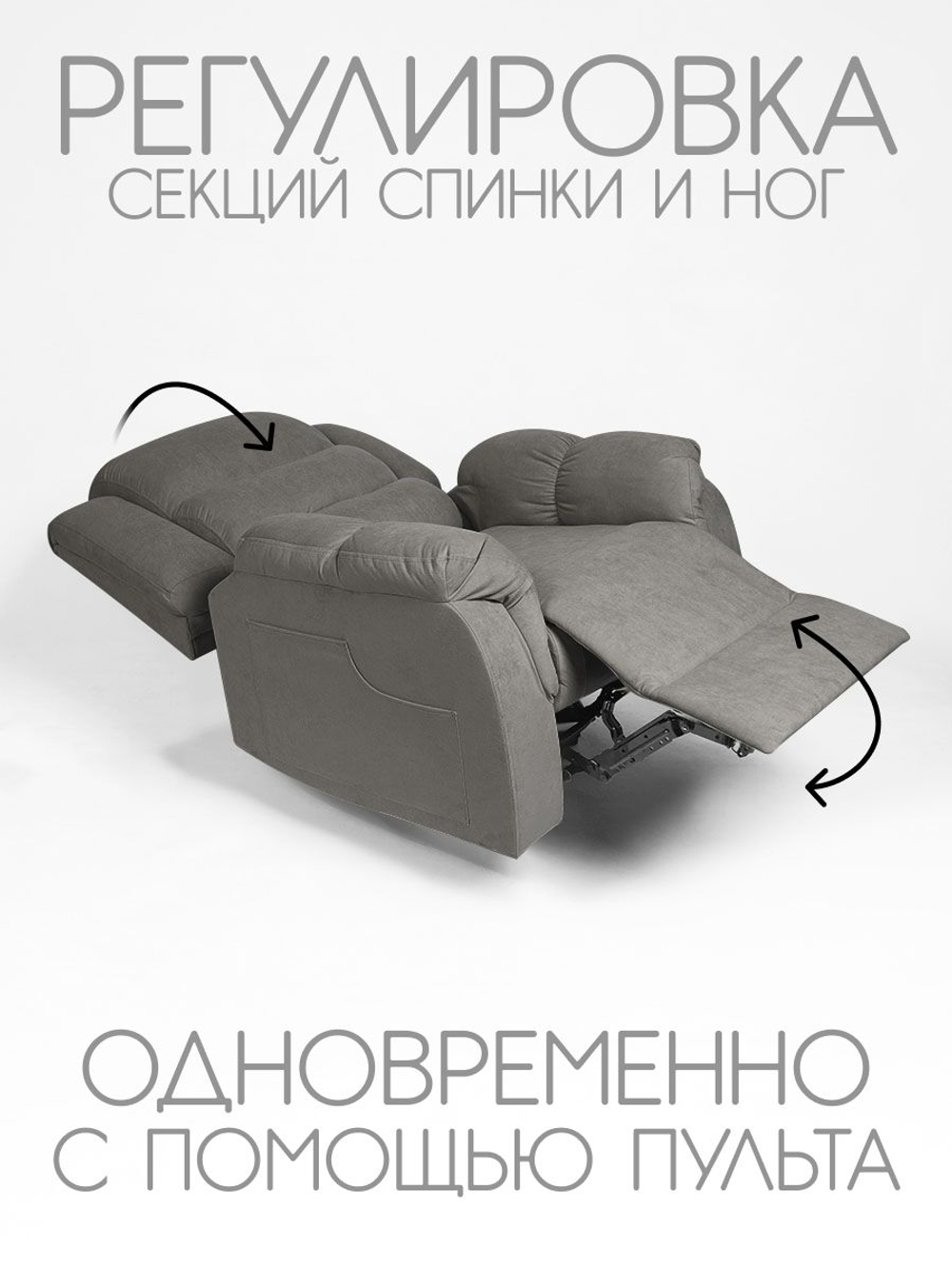 Кресло реклайнер велюр электрическое (1 мотор и 2 мотора)