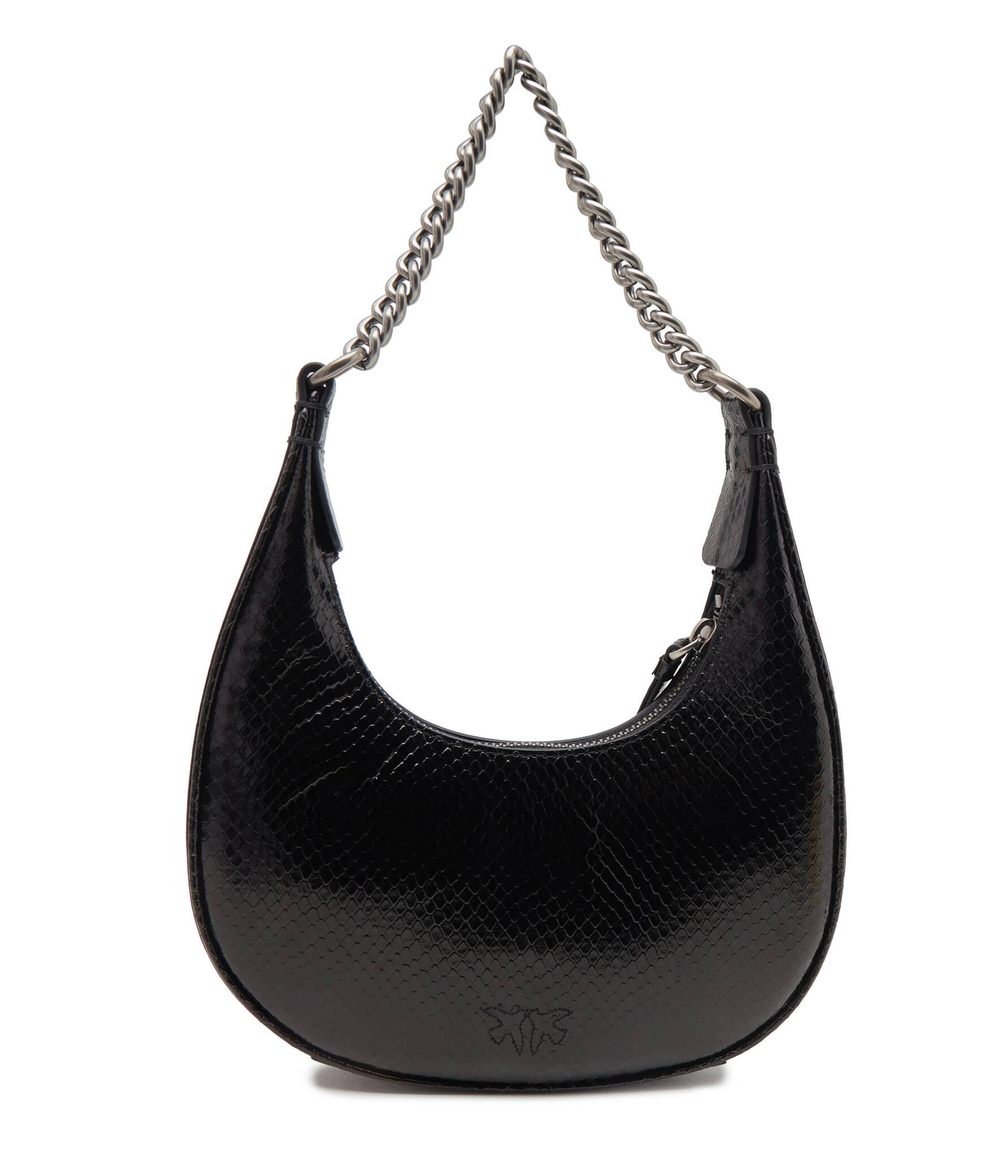 Кожаная сумка хобо brioche hobo mini pelle lamina Pinko - черный(101433 A180)