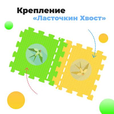 ЭВА-плитка зелено-жёлтая 100×100×3 см - мягкий коврик-пазл, плетёнка