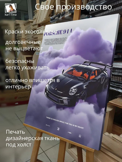 Картина Фиолетовое затмение для интерьера 30х40см 1шт., на деревянном подрамнике