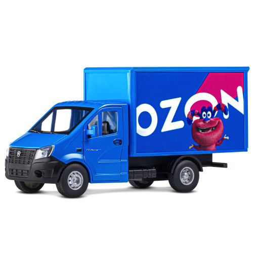 Модель 1:28 ГАЗель NEXT "OZON - ОЗОН", синий, откр. двери, задняя дверка фургона, свет, звук