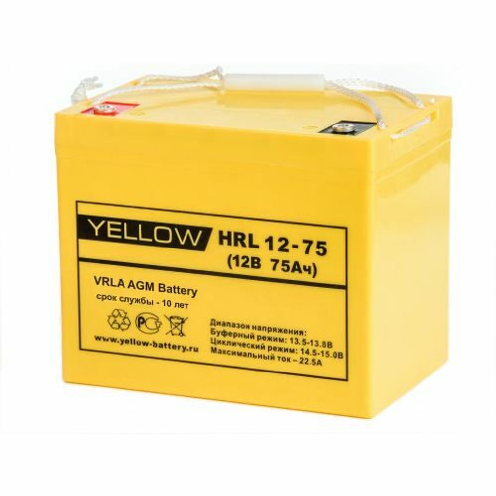 Аккумулятор YELLOW VL 12-75 - AGM ( 12В / 75Ач )