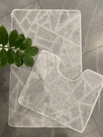 Комплект ковриков для ванной и туалета My Crystal 60*100 и 50*60 Геометрия,Мозайка,светло-серый