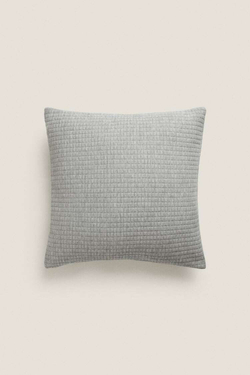 ZARA HOME ЧЕХОЛ НА ПОДУШКУ В КЛЕТКУ, СЕРЫЙ