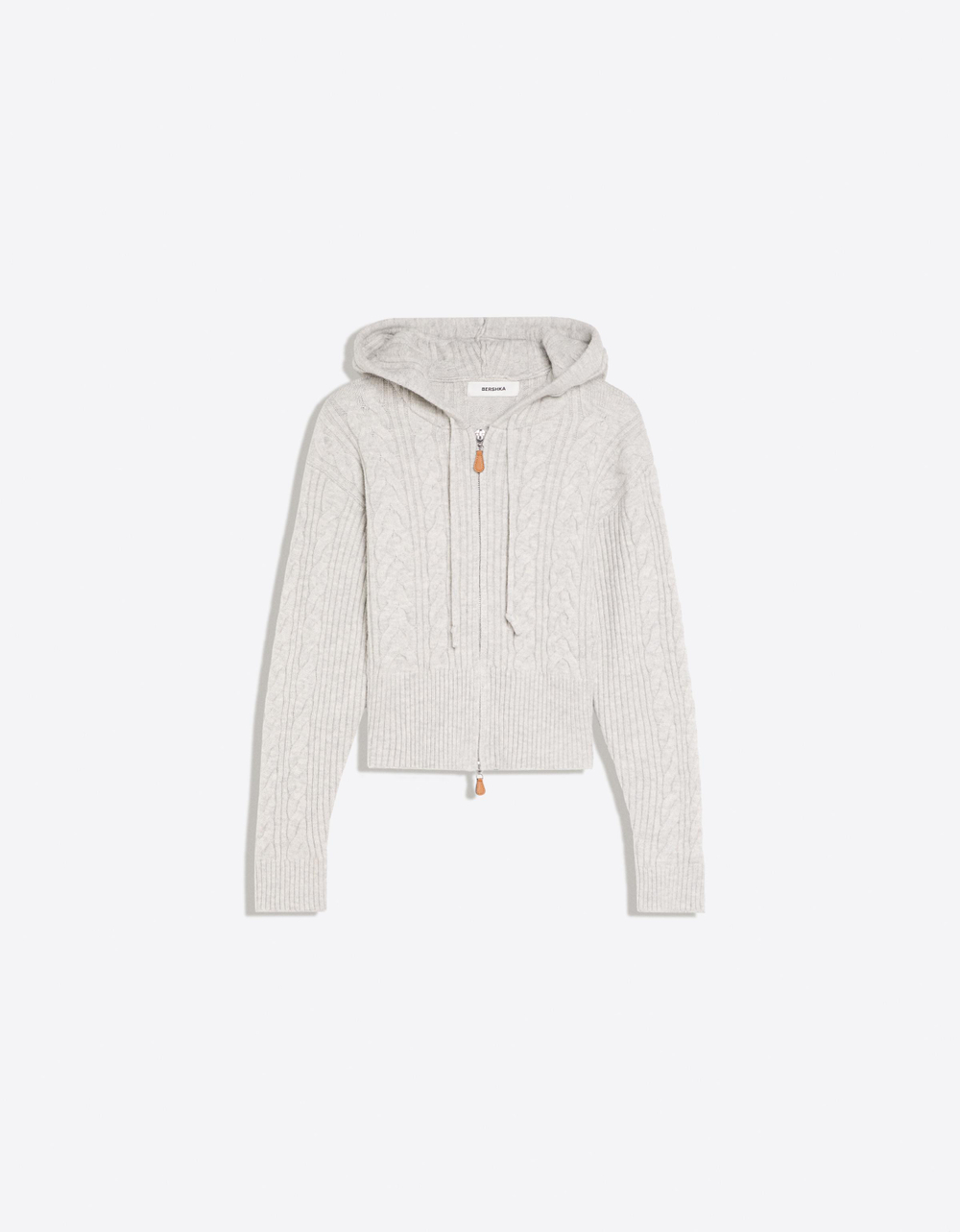 Женский кардиган с капюшоном и узором косы - BERSHKA