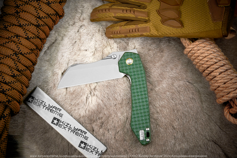 Нож Vosteed Gator сталь 14C28N Stonewash рукоять Green Micarta