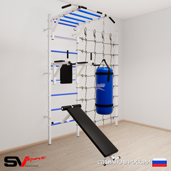 Шведская стенка Sv Sport усиленная 62410 (Турник рукоход/Брусья/Скамья/Цепь/Мешок 15кг/Канатный лаз)