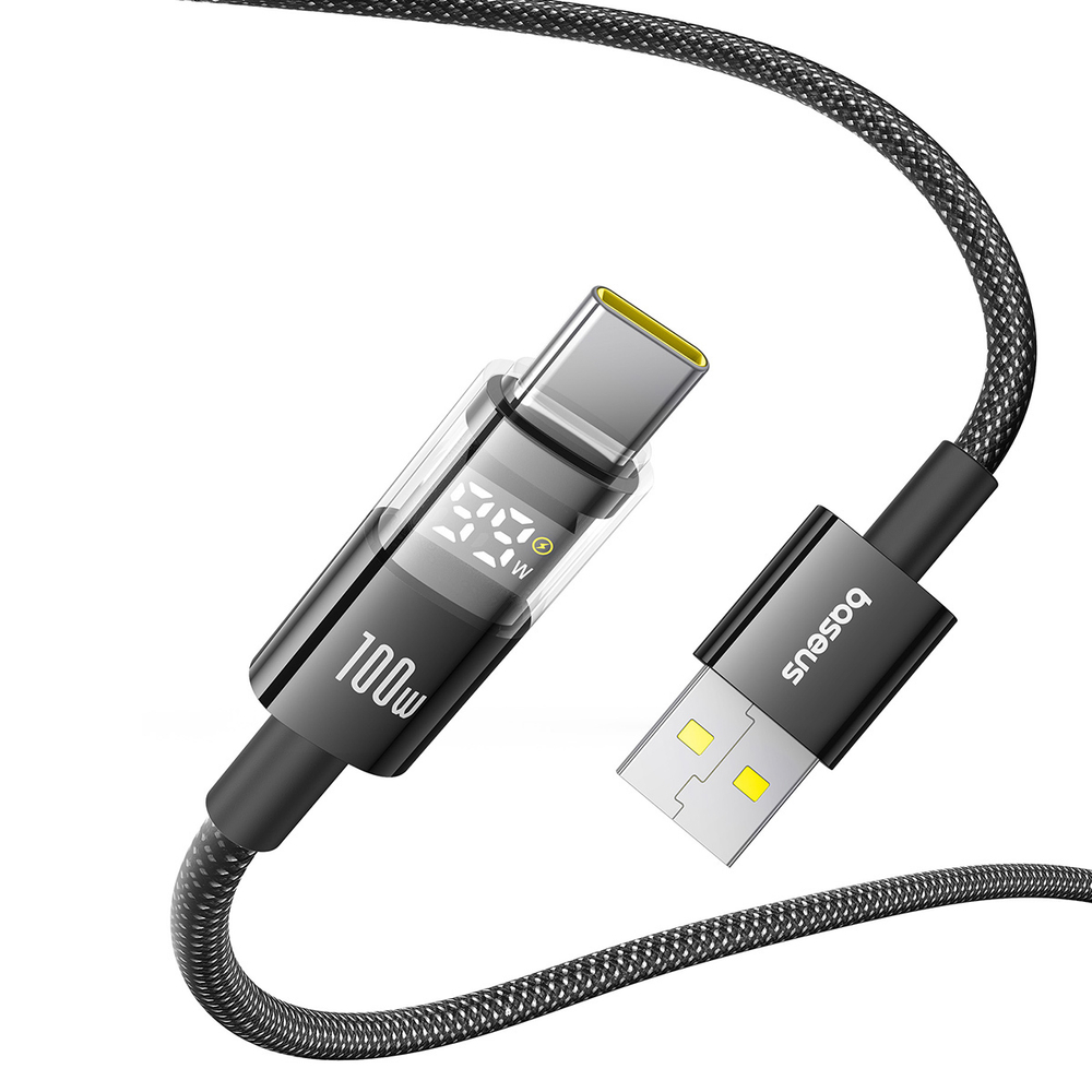 USB-A - USB-C Кабель Baseus Display 2 Charging+Data 100W 1-2m - Cosmic Black