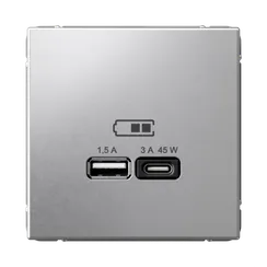 Розетка с USB A+C Systeme Electric ArtGallery Алюминий GAL000329