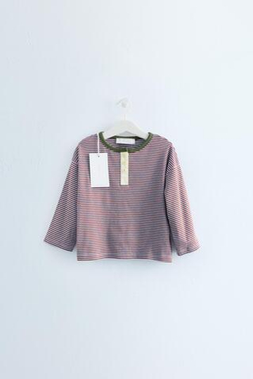 ZARA TIMELESS — ФУТБОЛКА В ПОЛОСКУ С ВОРОТНИКОМ-СТОЙКОЙ, БУРГУНДИ
