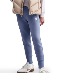 Брюки для девочки Nike Kids Sportswear Club Fleece High-Waisted Fitted - world indigo/world indigo/white
