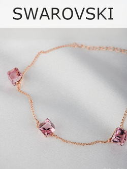 Браслет Миражи с розовыми кристаллами-кубиками Swarovski