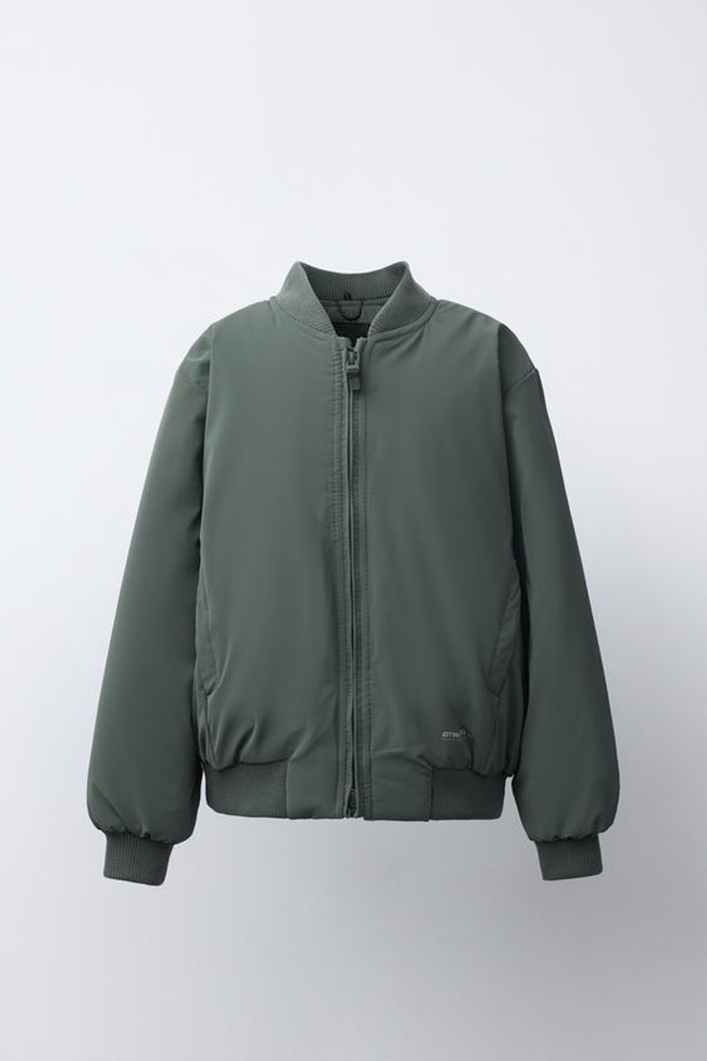 ZARA ПРОРЕЗИНЕННЫЙ БОМБЕР СО СЪЕМНЫМ КАПЮШОНОМ, ХАКИ