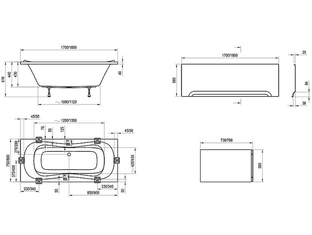 Акриловая ванна Ravak Campanula II 180x80 CB21000000 без гидромассажа