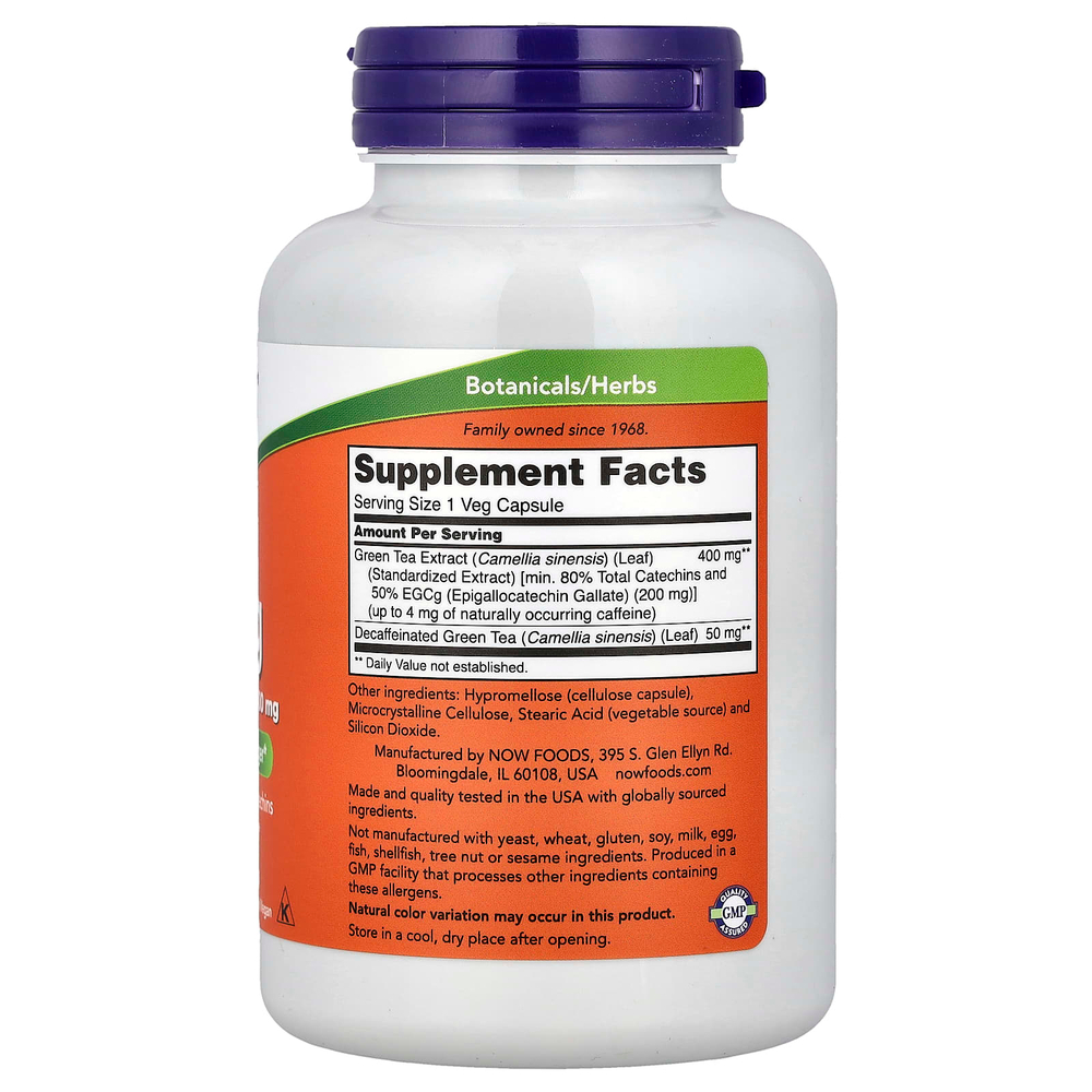 NOW Foods, EGCg, экстракт зеленого чая, 400 мг, 180 растительных капсул
