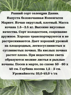 Семена капуста белокочанная Копенгаген Маркет 5 гр