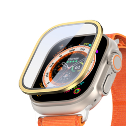 Закаленное стекло с рамками золотистого цвета от Dux Ducis для смарт часов Apple Watch Ultra 49mm, серия Flas Screen Protector Black