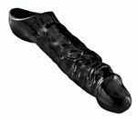 Чёрная увеличивающая насадка на член Mamba Cock Sheath Packaged - 16,5 см. (Цвет: черный)