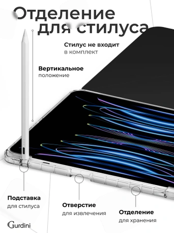 Чехол книжка для Air 4/5/6 (10,9")/iPad Pro 11"(2,3,4 gen) Gurdini Origami Case Черный