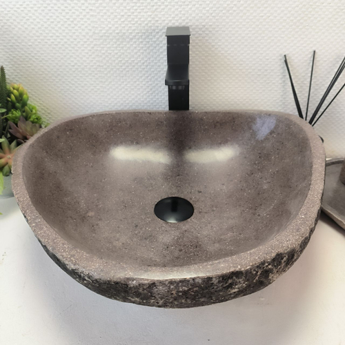 Раковина из речного камня RS-63408 (49x44x15) из натурального камня