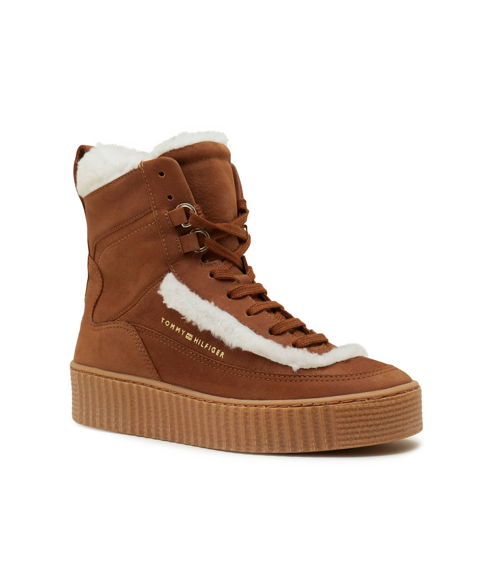Кожаные кроссовки essential lace up warmbootie Tommy Hilfiger - коричневый(FW0FW07503)