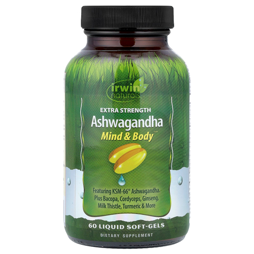 Irwin Naturals, ашваганда, 60 капсул с жидкостью