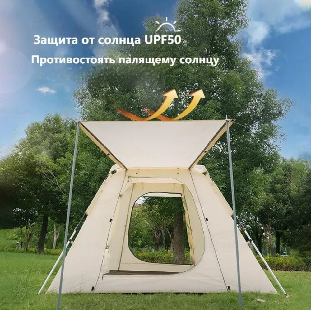 Палатка Naturehike Ango 3-местная, быстросборная, снежная юбка, бежевая, артикул NH21ZP010-KHSKR