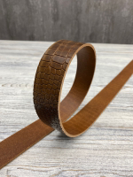 Ременная заготовка Крокодил цв. Оливковый / Crocco Oliva Brown, толщ. 3,2 мм+