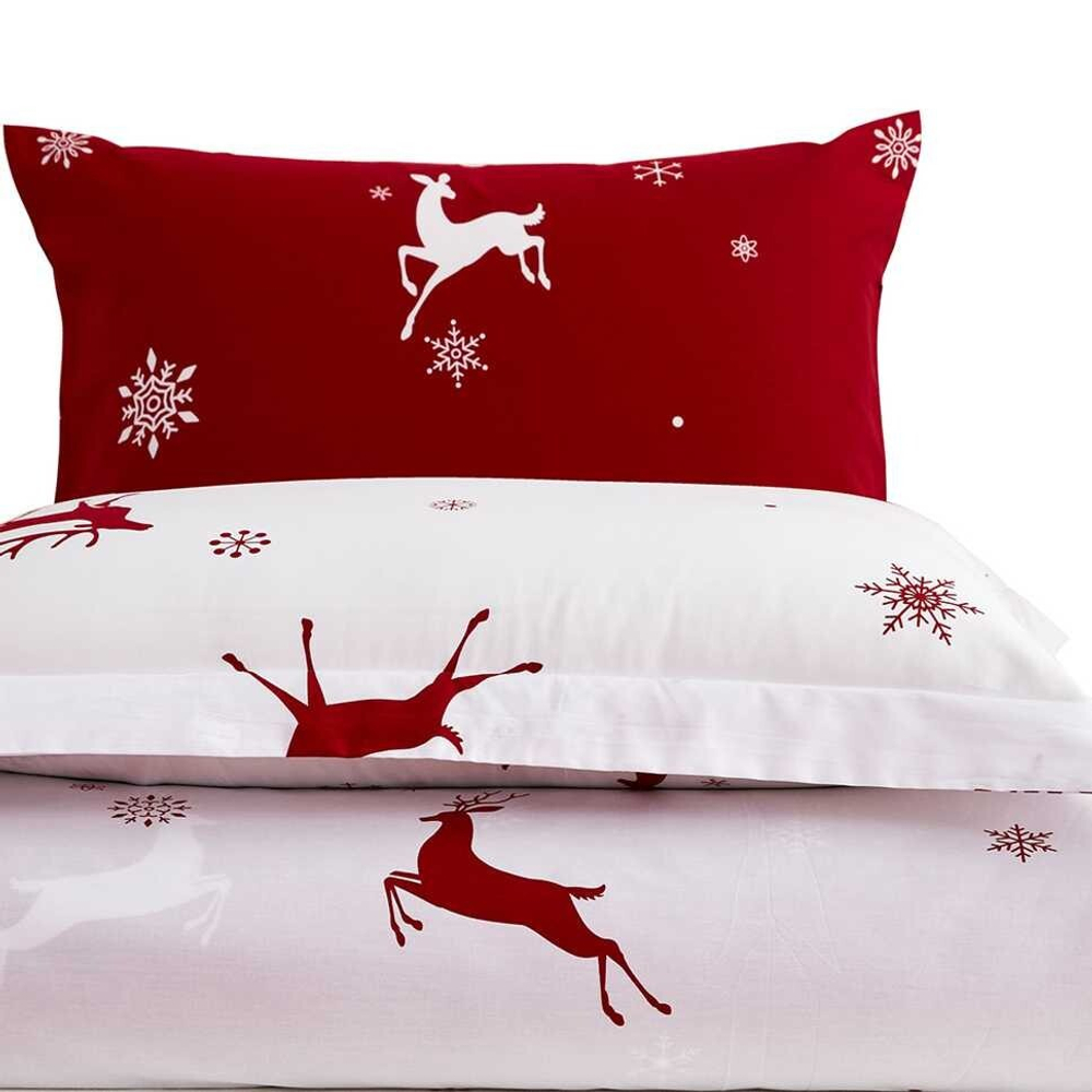 Постельное белье 2 спальное евро Arya home Joyful бело-красное