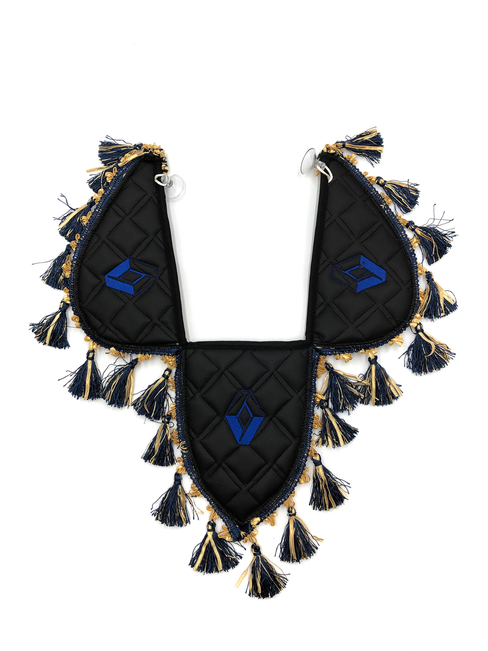 Вымпел тройной RENAULT (экокожа, черный с синими кисточками)