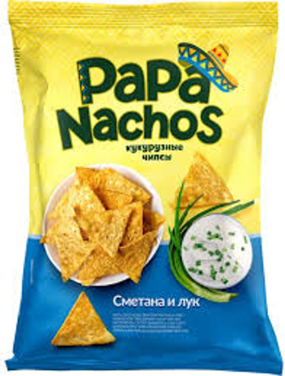 Чипсы Кукурузные Papa Nachos сметана и лук 75г