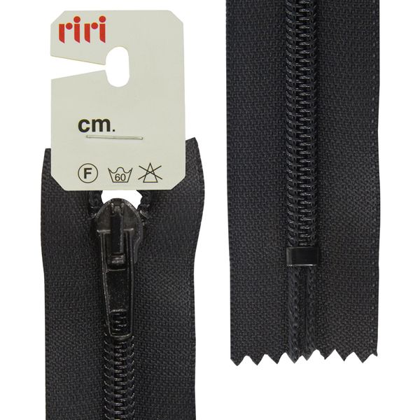 Молния спиральная (витая) обувная RIRI Т6 (6 мм) 1 зам., н/раз., 35 см, цв.2110 черный, 10 шт