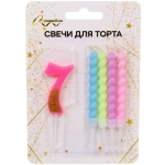 Свеча для торта Цифра Праздник «7» 11 см, 4 свечи