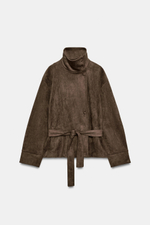КУРТКА ИЗ ИСКУССТВЕННОЙ ЗАМШИ С ПОЯСОМ — ZARA