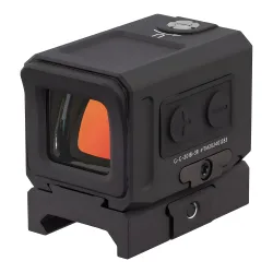 Коллиматор Gaut Tourmaline 1x20x18, закрытый, точка 3 МOA красная, Weaver - вид спереди сбоку на кронштейне