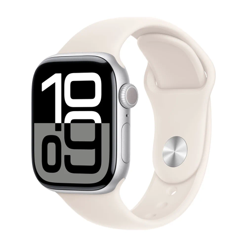 Умные часы Apple Watch Series 10 GPS, 42mm, Silver Aluminium Case with Sport Band S/M, Starlight (Серебристый) MWWW3