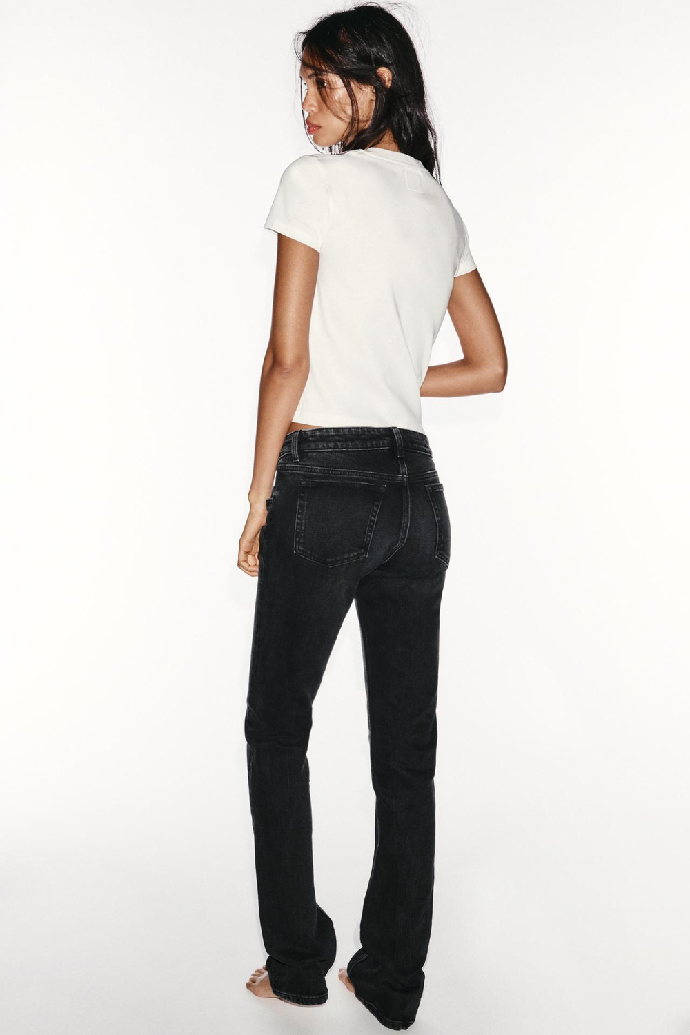 ZARA ДЖИНСЫ TRF SLIM FIT С НИЗКОЙ ПОСАДКОЙ, ЧЕРНЫЙ