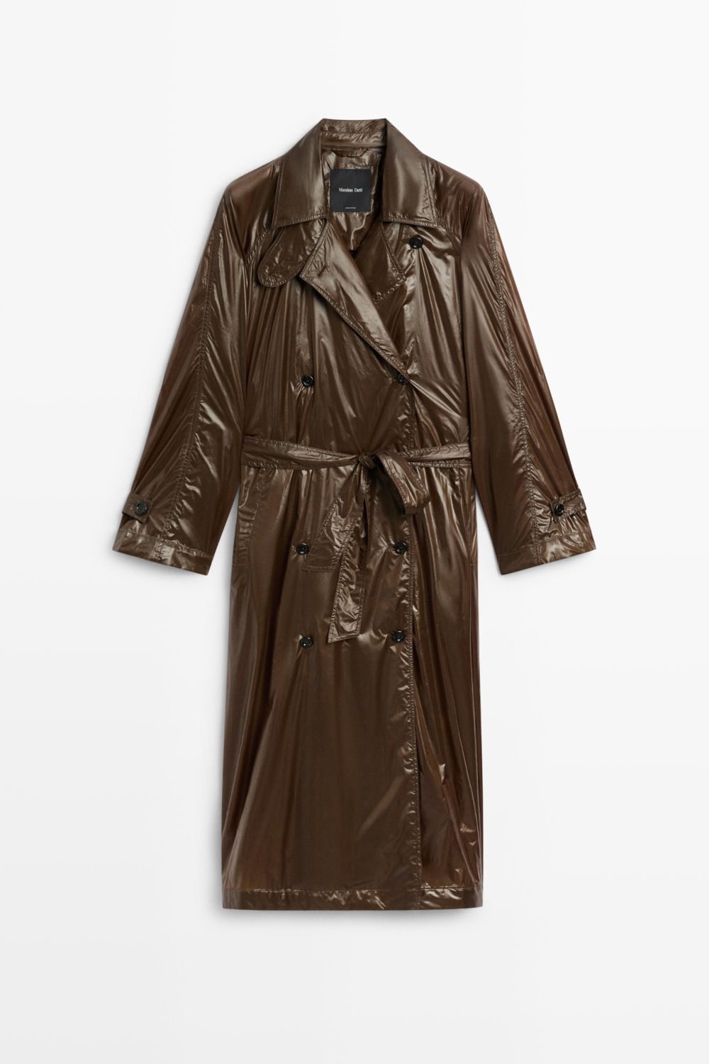 Massimo Dutti Длинный струящийся тренч, бутылочный