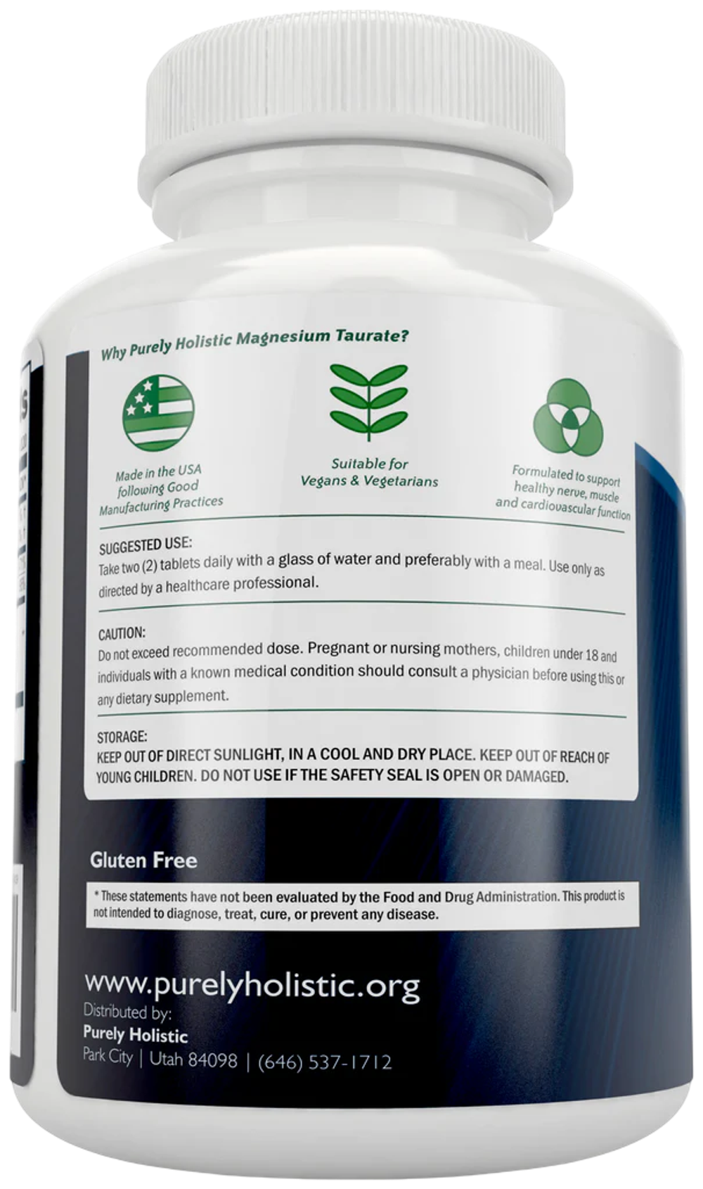 Purely Holistic Magnesium Taurate 400mg 120 caps, Магний Таурат