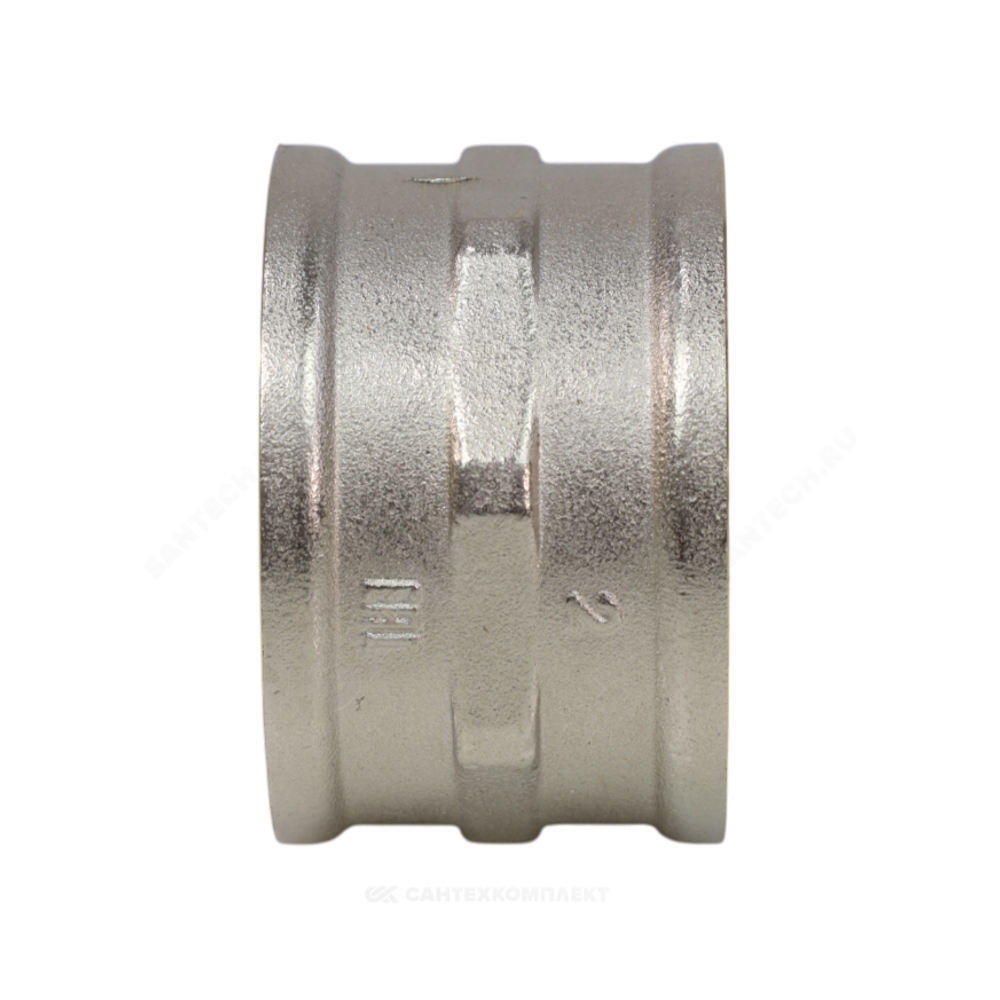 Муфта латунь никель Ду 40 (1 1/2") ВР/ВР 9018 ГОСТ 32585-2013 Aquasfera 9018-05