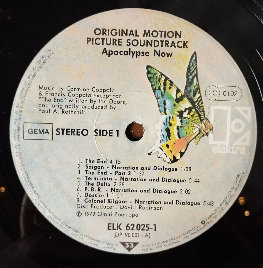 Винтажная виниловая пластинка LP Апокалипсис Сегодня Apocalypse Now Motion Picture Soundtrack (Germany 1979)