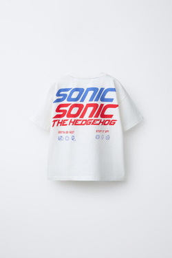ZARA ФУТБОЛКА С ПРИНТОМ SONIC AND SHADOW © SEGA, БЕЛЫЙ