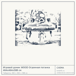 Схема с габаритами: Игровой домик WOOD Огромная поганка 464x464x588 см