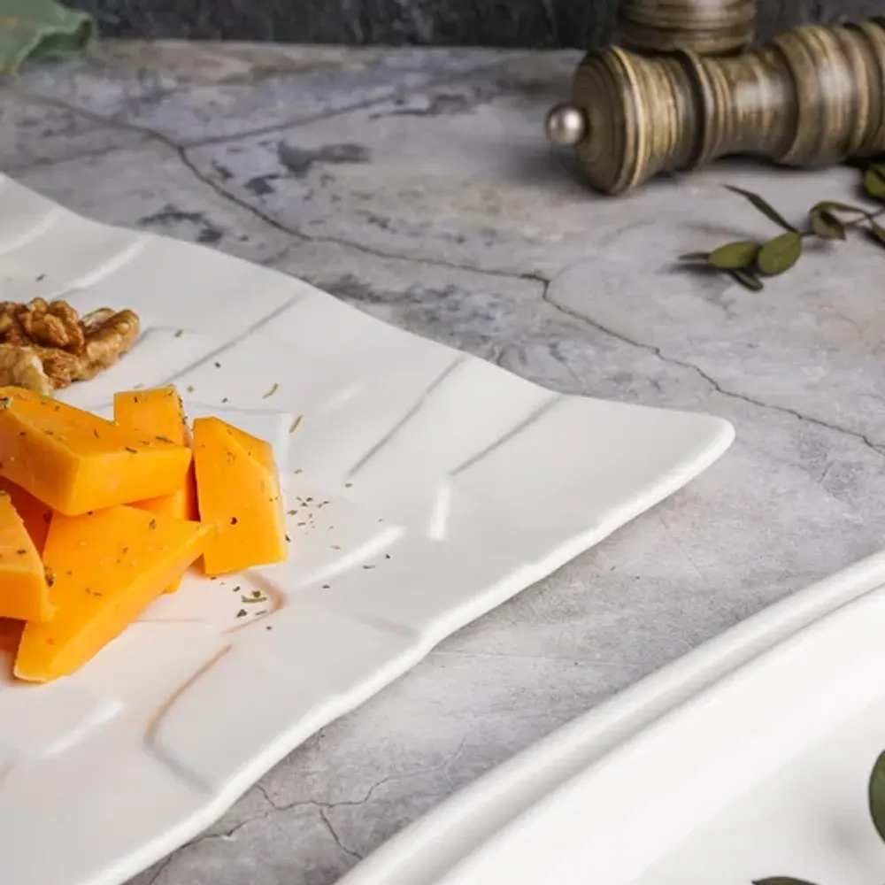 Блюдо прямоугольное 32,5*19,5 см h2 см Texture Style белое фарфор P.L. Proff Cuisine [4]