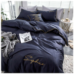 Комплект постельного белья Mency Dark blue Евро, Жатка, наволочки 50х70