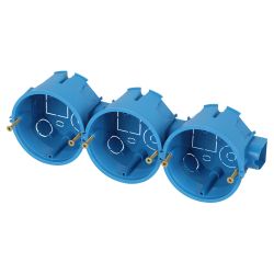Коробка установочная ЭРА KUTS-68-45-blue синяя 68х45мм для твердых стен саморезы стыковочные узлы IP20 | Коробки монтажные установочные для твердых стен