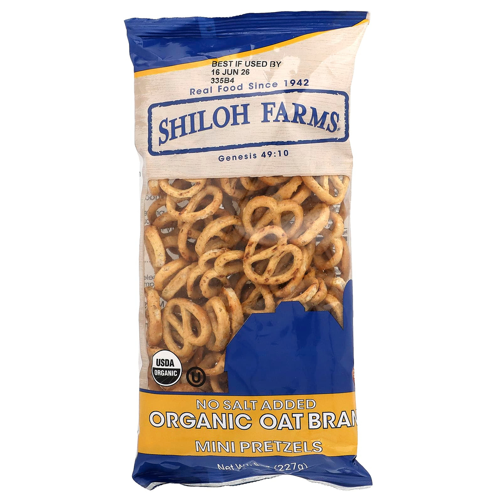 Shiloh Farms, мини-крендели, органические овсяные отруби, без добавления соли, 227 г (8 унций)