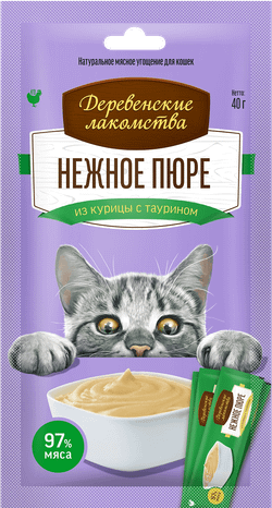 Деревенские Лакомства д/кошек "Нежное пюре из Курицы", 4шт