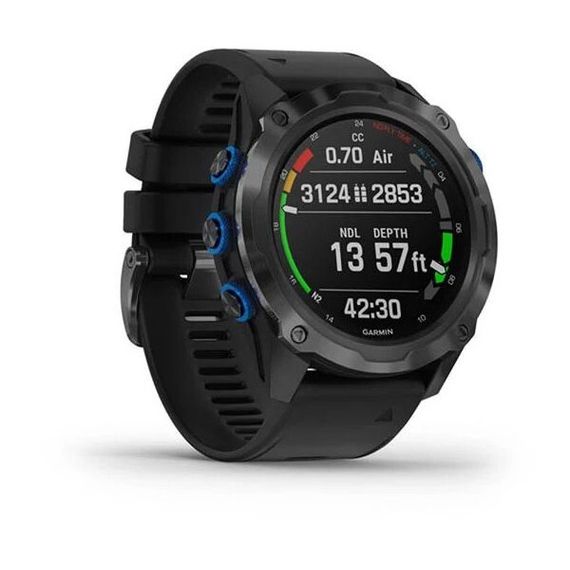 Умные часы - дайвинг компьютер Garmin Descent MK2i титановые с DLC-покрытием и черным ремешком