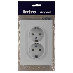 Розетка Intro Accent 6-205-01 двойная 2X2P+E Schuko 16А-250В IP20 СУ AL/CU белый | Intro